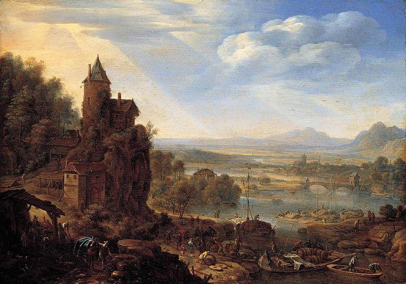 Herman Saftleven An Extensive Rhenish River Landscape oil painting image